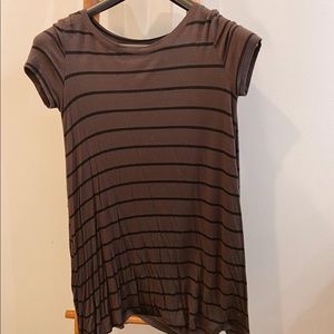 T-shirt dress. Grey and black striped